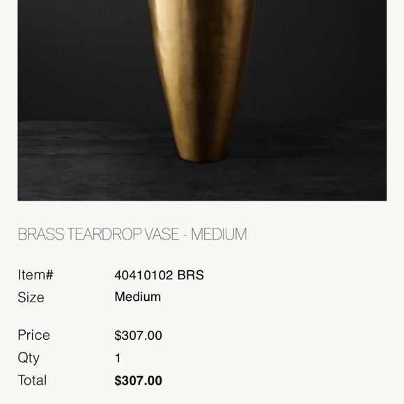 Restoration Hardware Brass Teardrop Vases - Picture 3 of 3